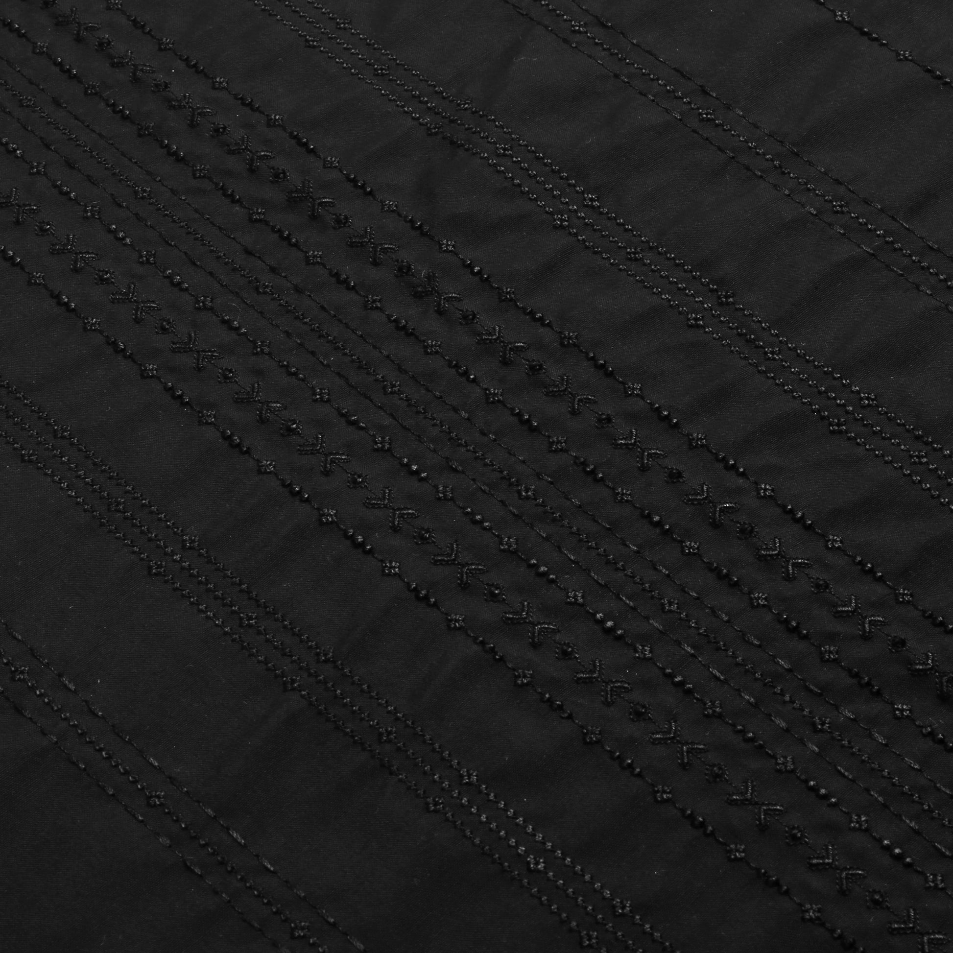 Black Front Allover Embroidery With Bann/Placket