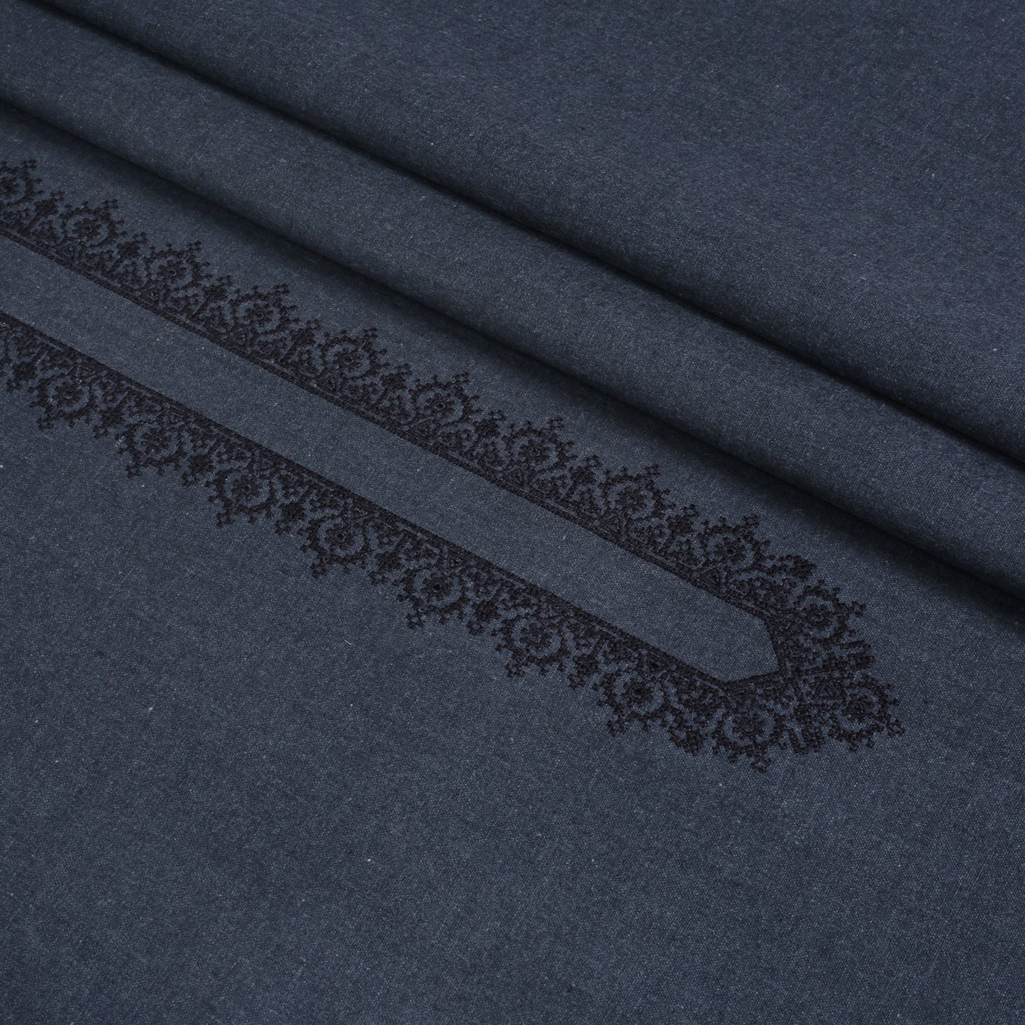Men Unstitch Embroidered Khaddar Cutwork - Charcoal