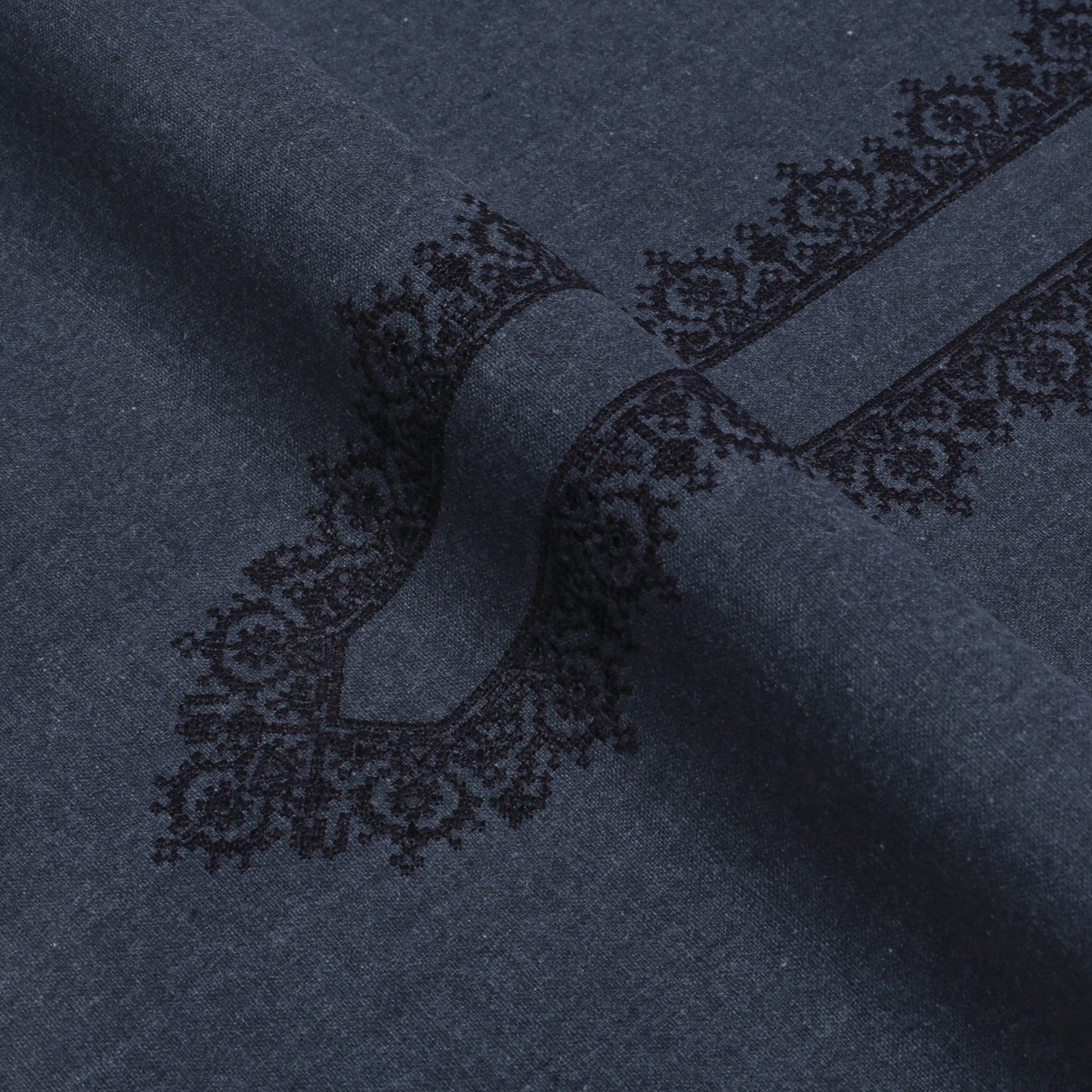 Men Unstitch Embroidered Khaddar Cutwork - Charcoal