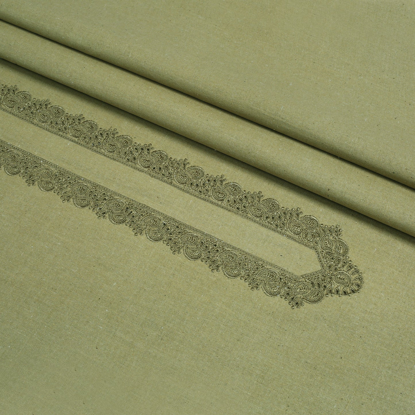 Men Unstitch Embroidered Khaddar Cutwork - Sage