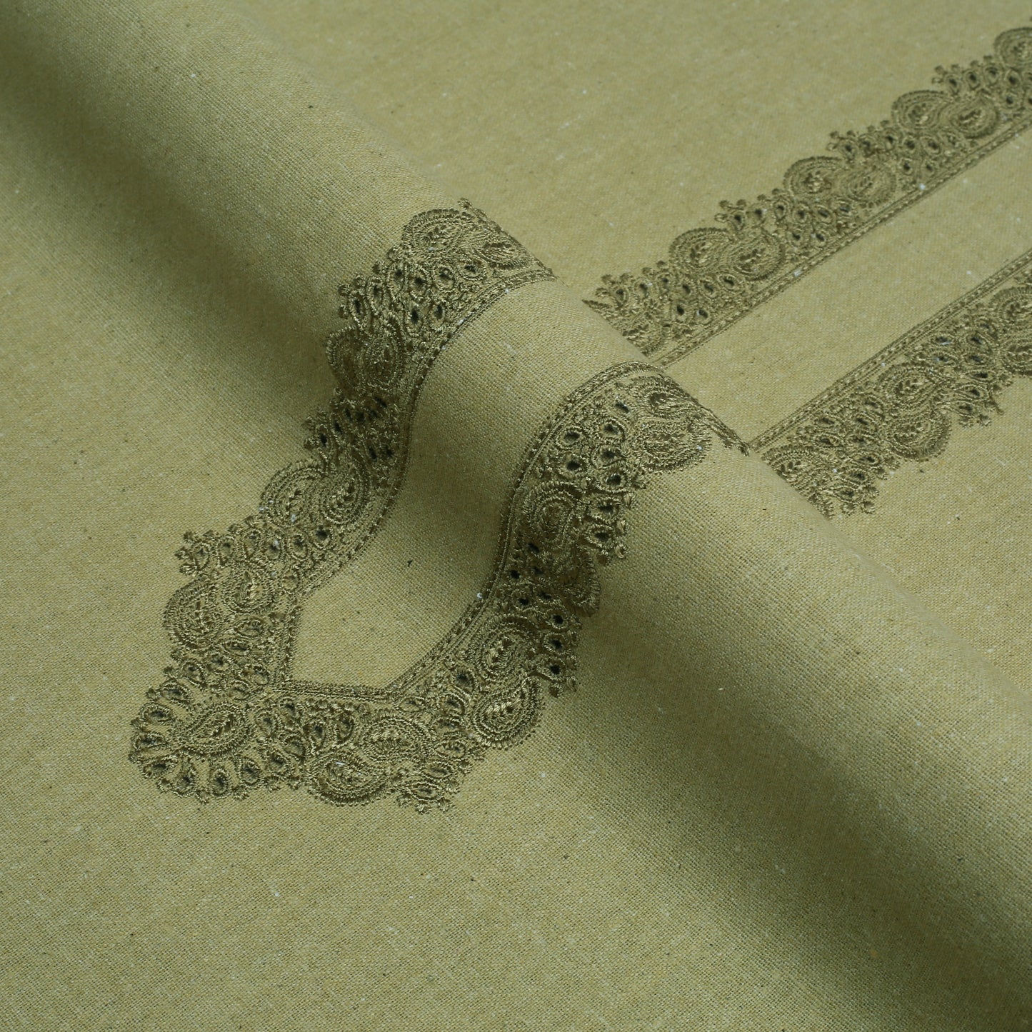 Men Unstitch Embroidered Khaddar Cutwork - Sage