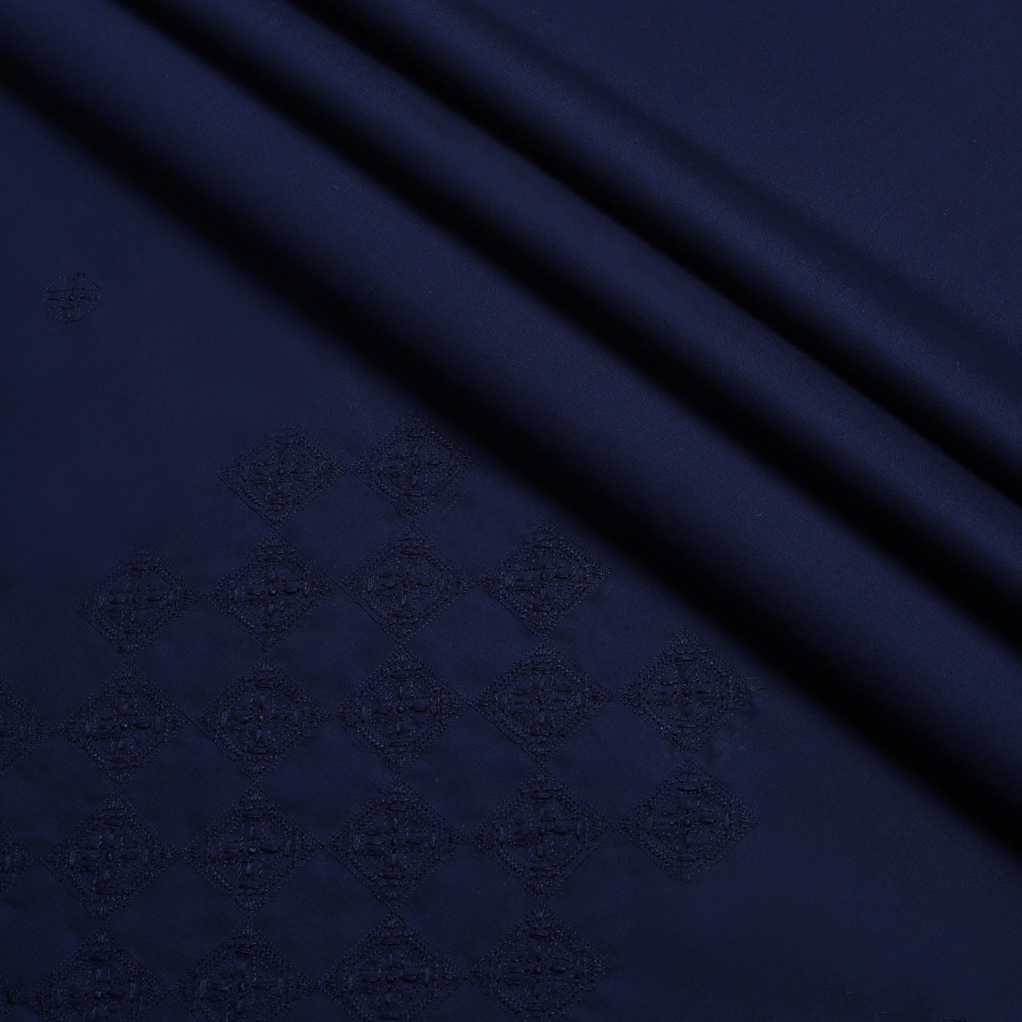 Men Unstitch Front Allover Cotton-Thread - Navy