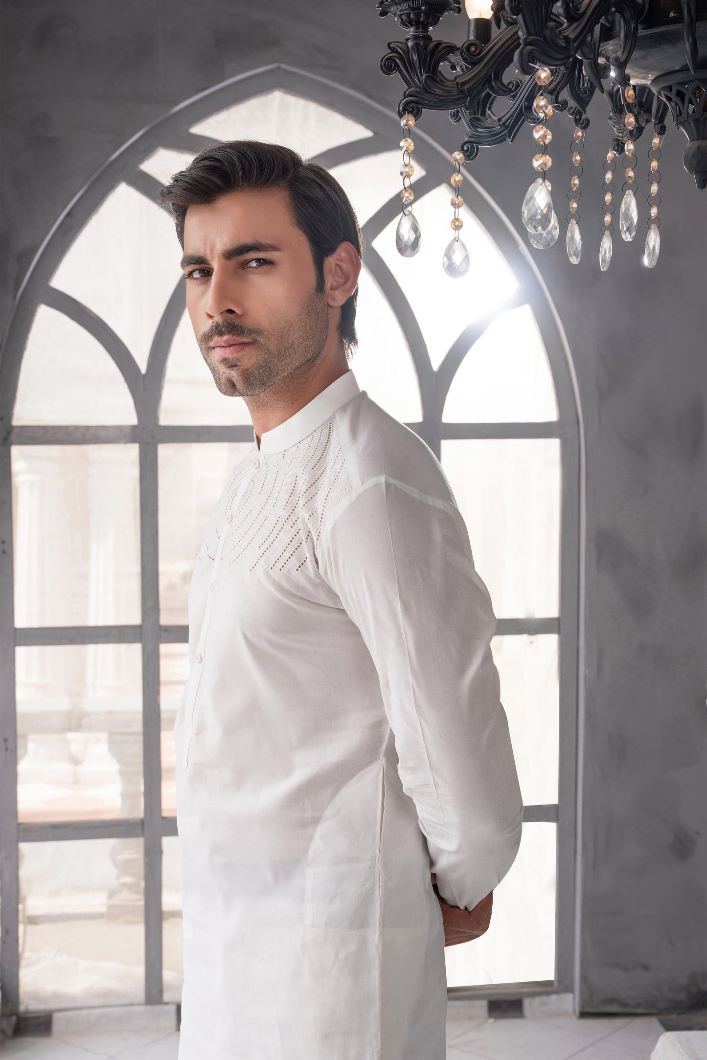 Off-White Embroidered Kameez Shalwar - Fine Cotton