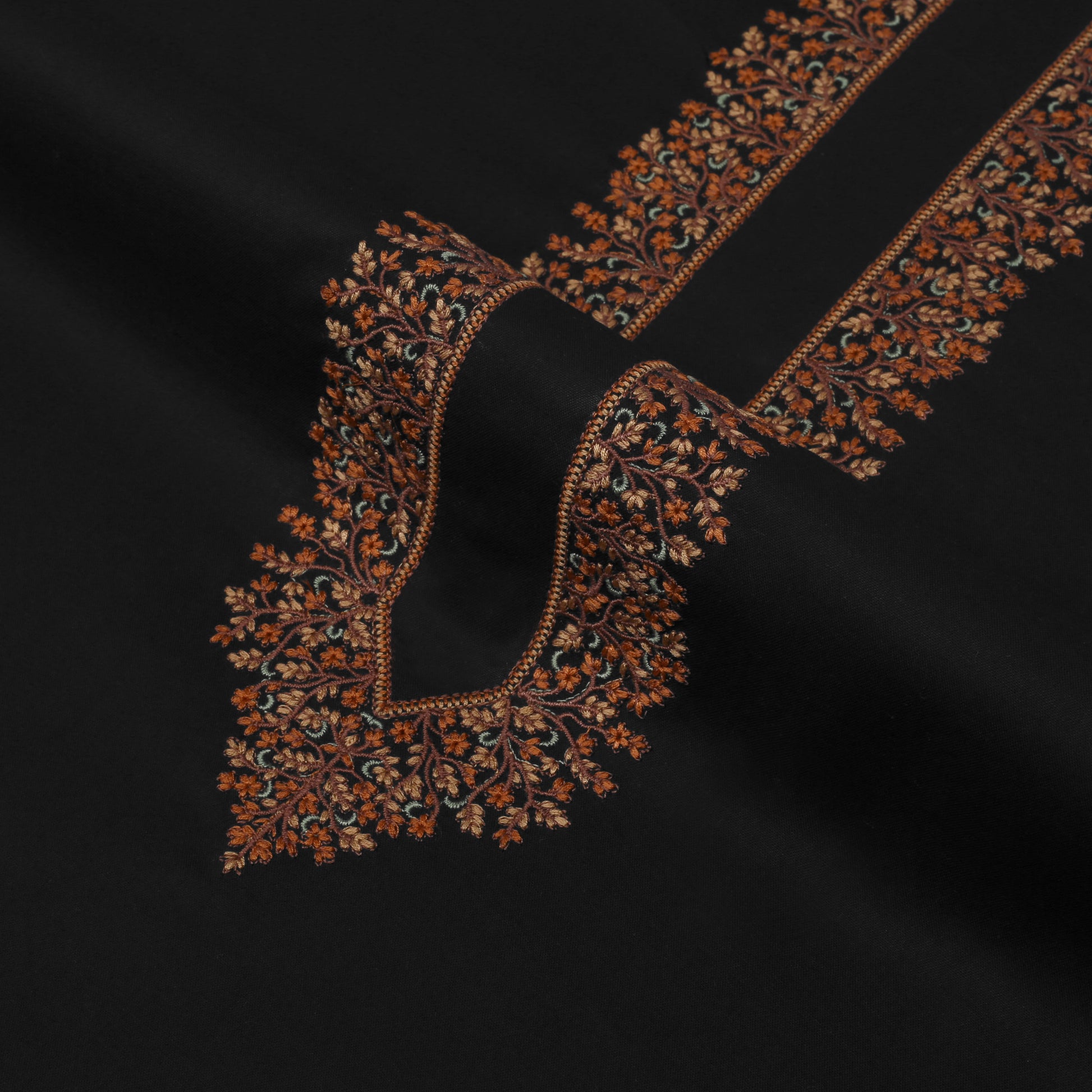 Black Embroidered Wash-N-Wear Fabric Unstitch Kameez Shalwar