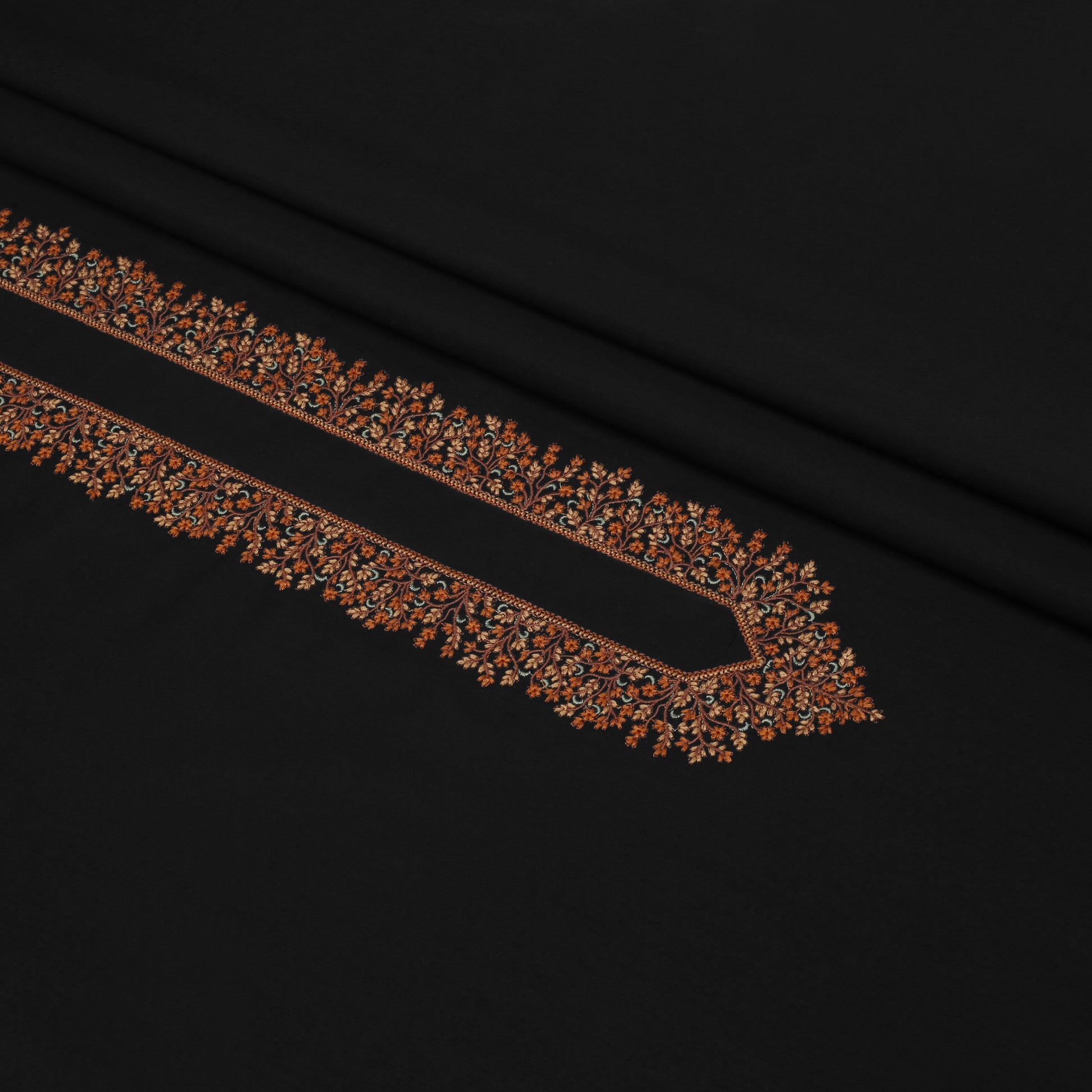 Black Kashmiri Embroidered Wash-N-Wear Fabric Unstitch Kameez Shalwar