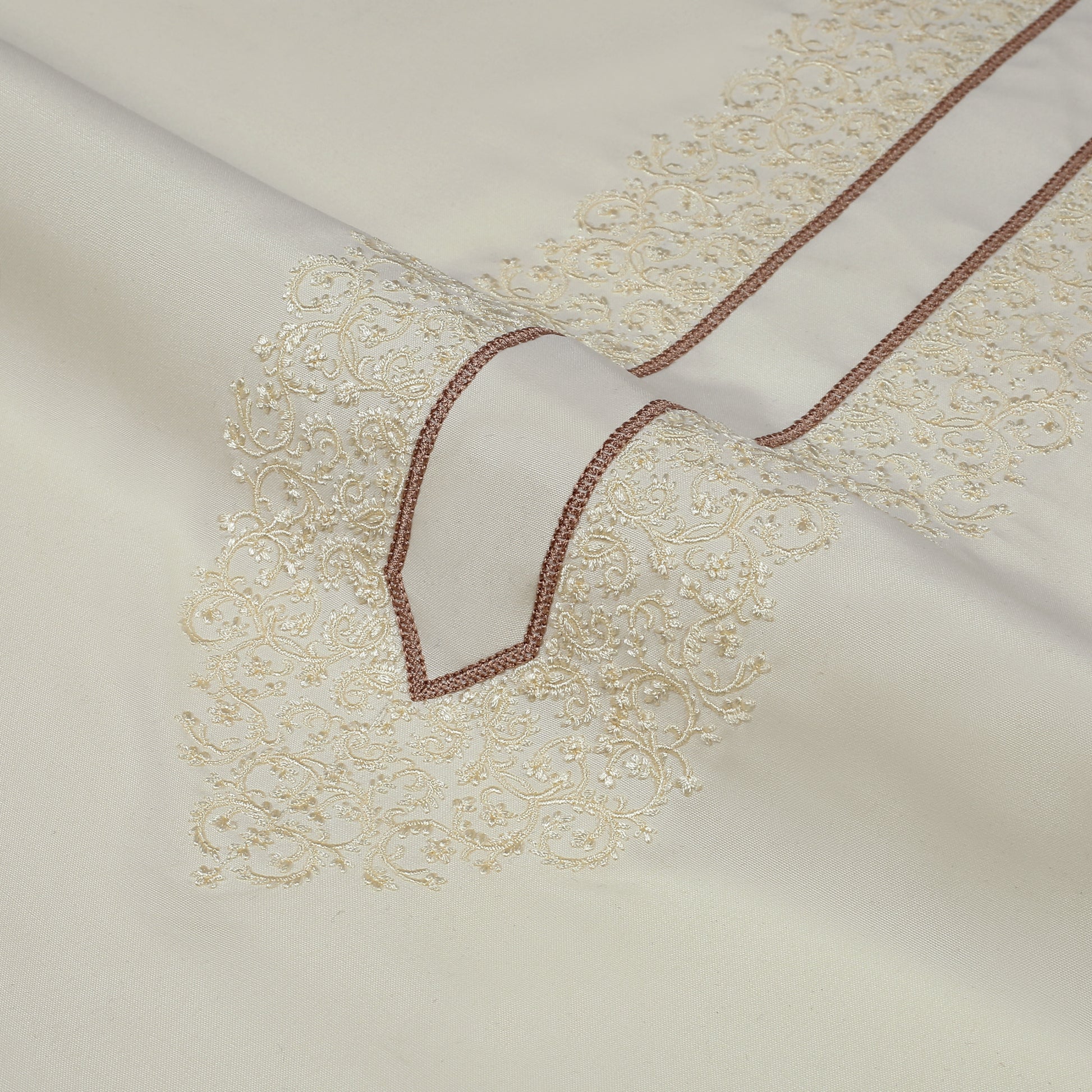 Embroidered Unstitch Kameez Shalwar Cream For Men