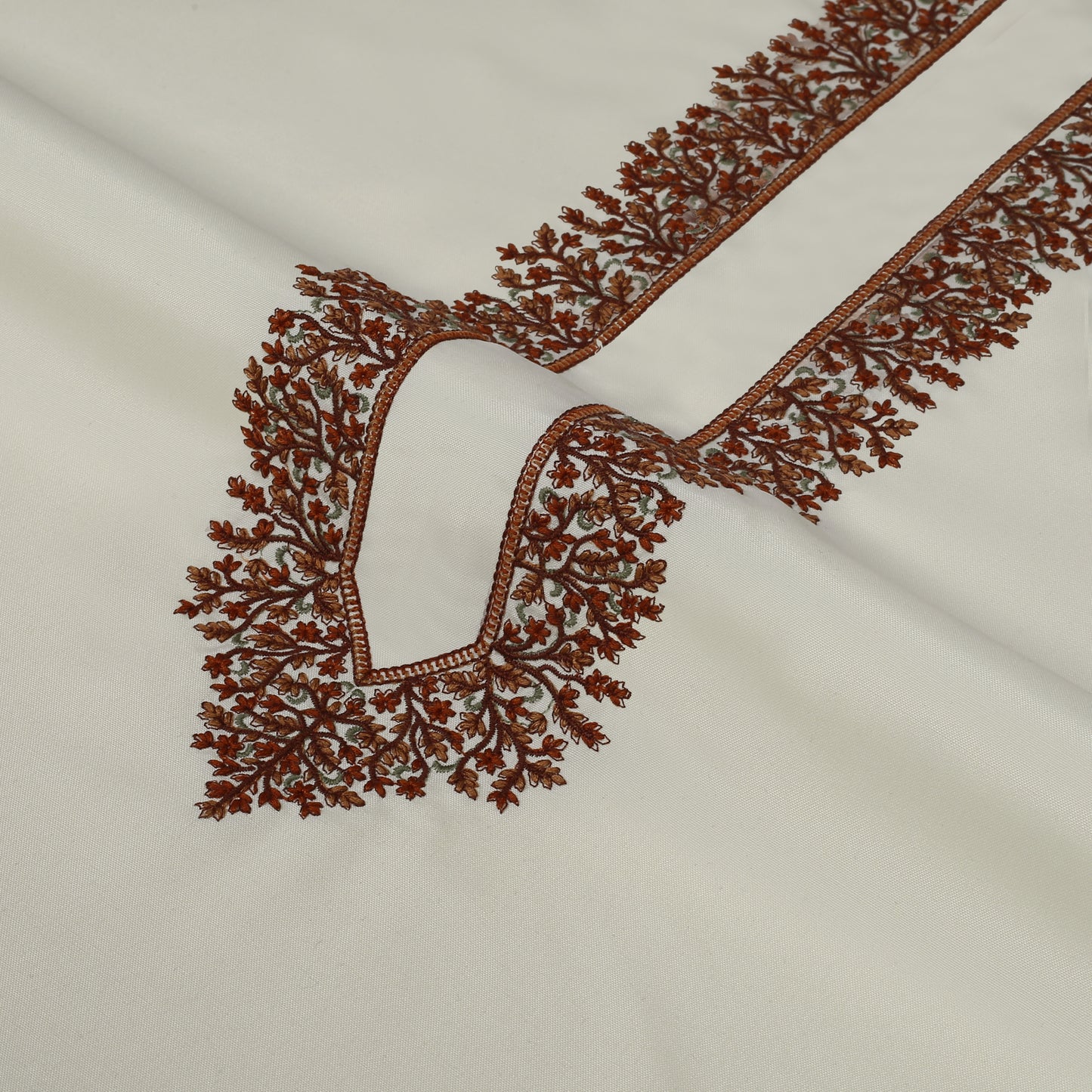 Kashmiri Embroidered Wash-N-Wear Fabric Unstitch Kameez Shalwar Cream