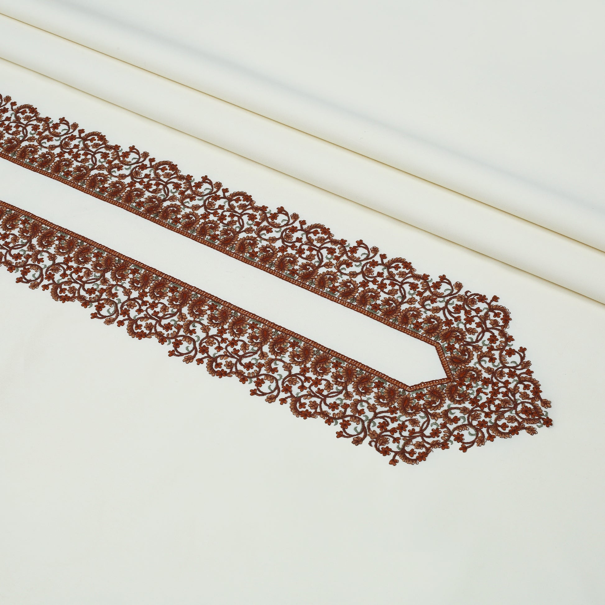 Men Kashmiri Embroidered Wash-N-Wear Fabric Unstitch Kameez Shalwar Cream