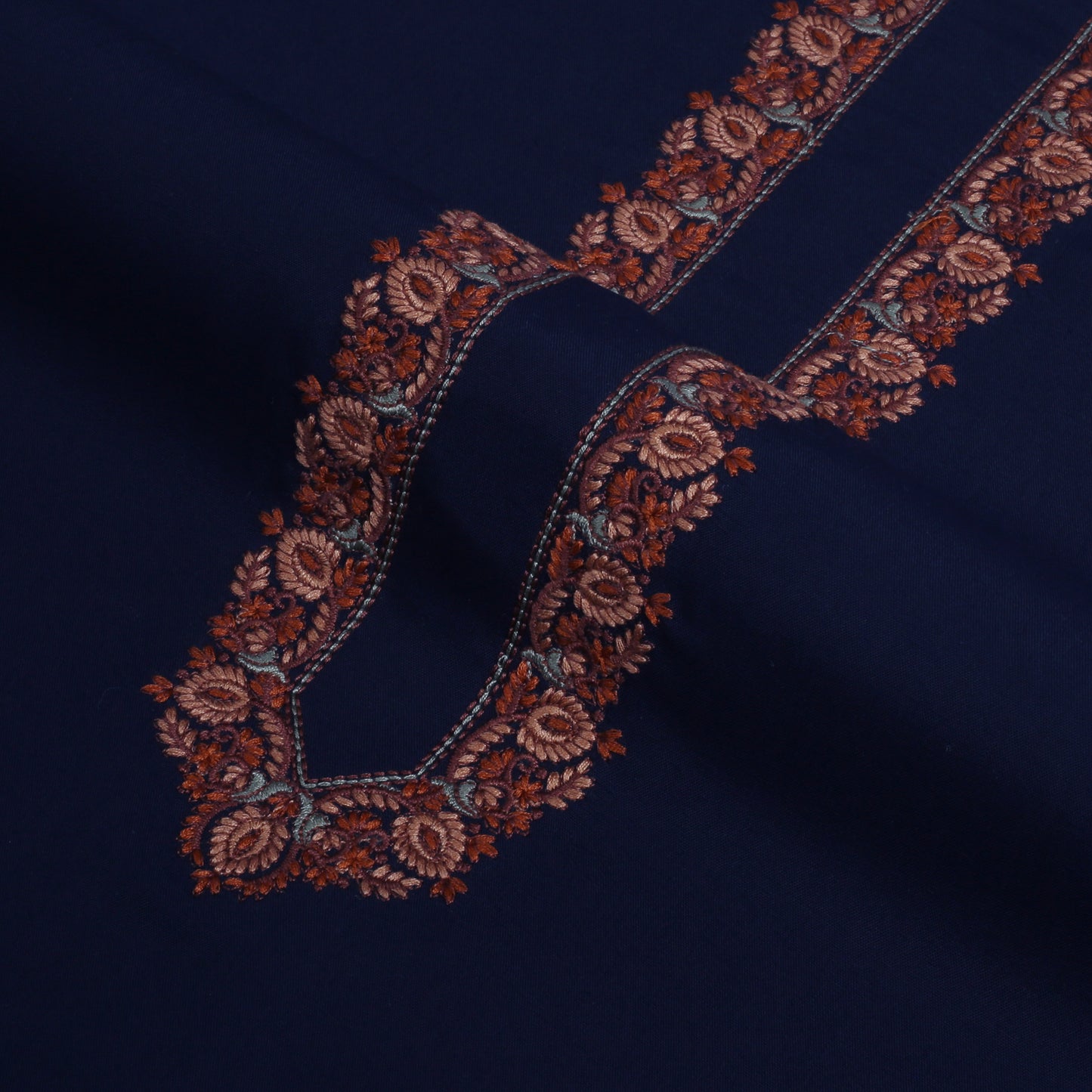 Men Unstitch Navy Kashmiri Embroidered Kameez Shalwar