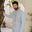 Men Embroidered Unstitch Kameez Shalwar With Fully Front Allover Embroidered & Bann/Placket With Signature Pattern And Design - Misty-Blue