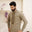 Men Unstitch Tarkashi Effect Embroidered Neckline & Bann Kameez Shalwar With Contrast Colors & Signature Pattern Embroidery Design - Olive-Khaki