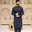 Men Semi-Formal Embroidered Unstitch Kameez Shalwar With One-Sided Chest & Slevee With Signature Pattern And Design - Navy