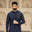 Men Semi-Formal Embroidered Unstitch Kameez Shalwar With One-Sided Chest & Slevee With Signature Pattern And Design - Navy