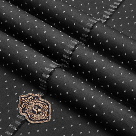 Black Claasic Jacquard  Kurta | Unstitched Fabric For Men