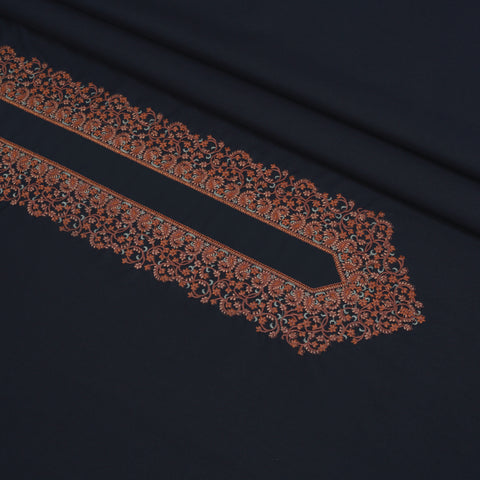 Men Kashmiri Embroidered Wash-N-Wear Fabric Unstitch Kameez Shalwar Black