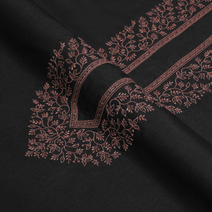 Black Floral Kashmiri Embroidered | Premium Unstitched Fabric For Men