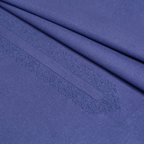 Blue Embroidered With Cutwork Needle Work Kameez Shalwar | Wasaya Khaddar Unstitched Fabric For Men