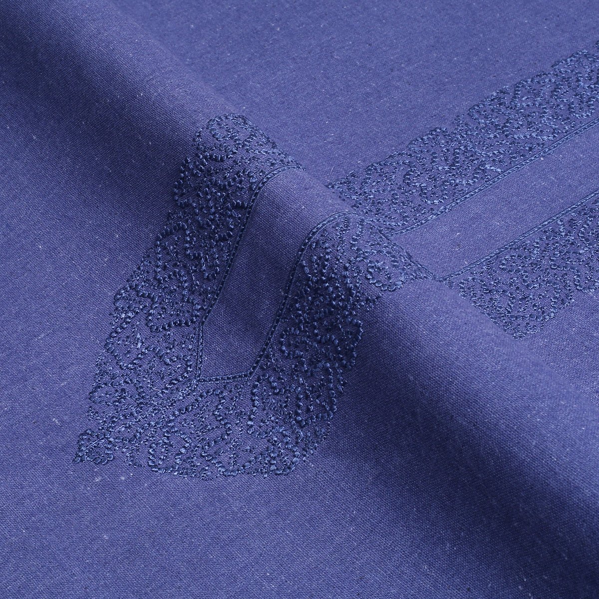 Blue Embroidered With Cutwork Needle Work Kameez Shalwar | Wasaya Khaddar Unstitched Fabric For Men