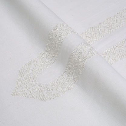Offwhite Embroidered Kameez Shalwar | Silk Karandi Unstitched Fabric For Men