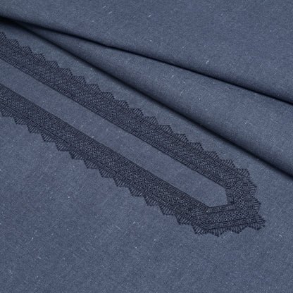 Blue-Zephyr Embroidered With Cutwork Needle Work Kameez Shalwar | Wasaya Khaddar Unstitched Fabric For Men