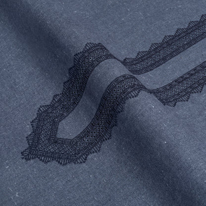 Blue-Zephyr Embroidered With Cutwork Needle Work Kameez Shalwar | Wasaya Khaddar Unstitched Fabric For Men