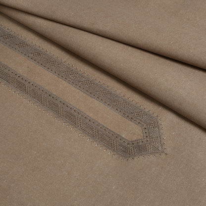 Taupe Embroidered With Cutwork Needle Work Kameez Shalwar | Wasaya Khaddar Unstitched Fabric For Men