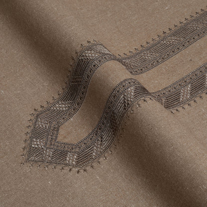 Taupe Embroidered With Cutwork Needle Work Kameez Shalwar | Wasaya Khaddar Unstitched Fabric For Men