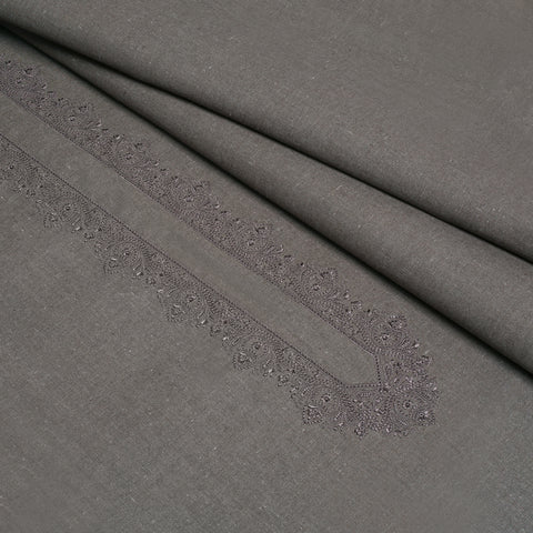 Pewter-Dust Embroidered With Cutwork Needle Work Kameez Shalwar | Wasaya Khaddar Unstitched Fabric For Men