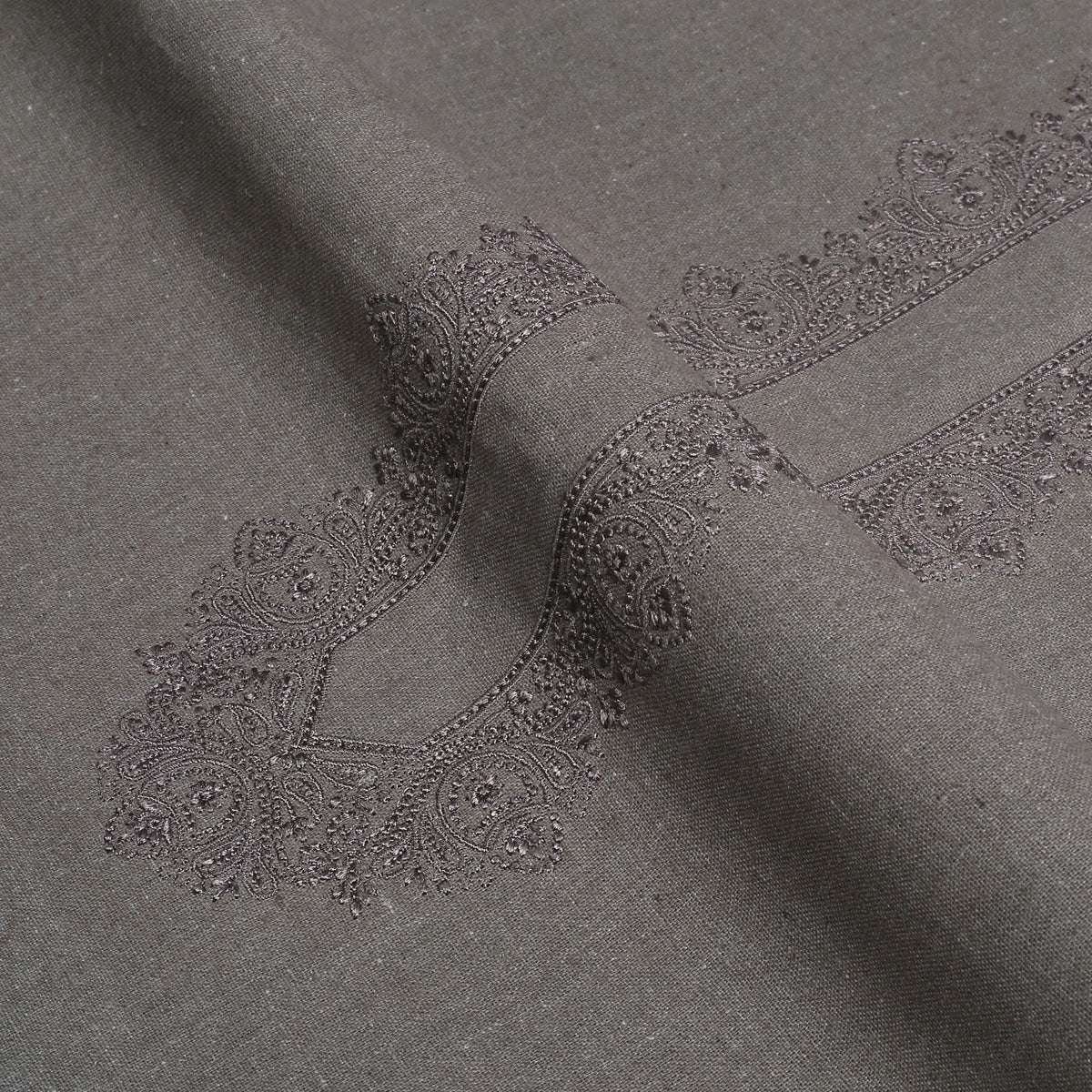 Pewter-Dust Embroidered With Cutwork Needle Work Kameez Shalwar | Wasaya Khaddar Unstitched Fabric For Men