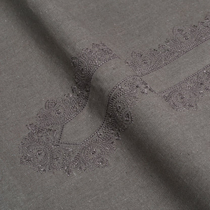 Pewter-Dust Embroidered With Cutwork Needle Work Kameez Shalwar | Wasaya Khaddar Unstitched Fabric For Men