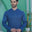 Men Unstitch Front Allover Cotton-Thread Embroidered Kameez Shalwar - Blue