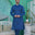 Men Unstitch Front Allover Cotton-Thread Embroidered Kameez Shalwar - Blue