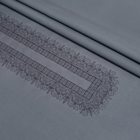 Men Unstitch Cross Stitch Embroidered Neckline Kameez Shalwar - Grey