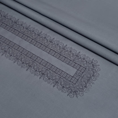 Men Unstitch Cross Stitch Embroidered Neckline Kameez Shalwar - Grey