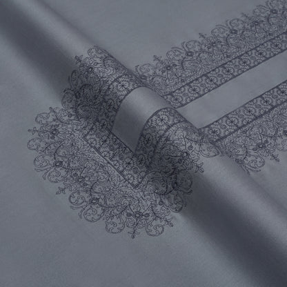 Men Unstitch Cross Stitch Embroidered Neckline Kameez Shalwar - Grey