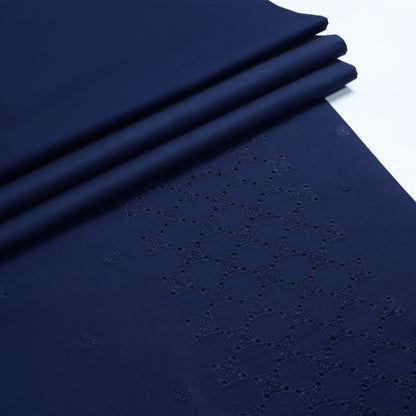 Unstitch Front Allover Cotton-Thread Cutwork Embroidered Kameez Shalwar - Navy