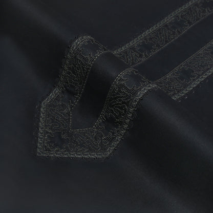 Men Unstitch Cross Stitch Embroidered Neckline Kameez Shalwar - Black