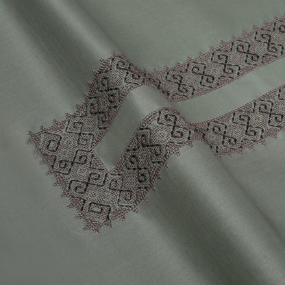 Men Unstitch Cross Stitch Embroidered Neckline Kameez Shalwar - Moss