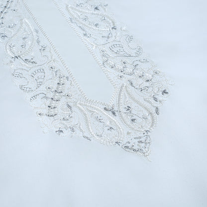 Blended  Embroidered Kameez Shalwar with Bann-Neckline | Premium Unstitched Fabric