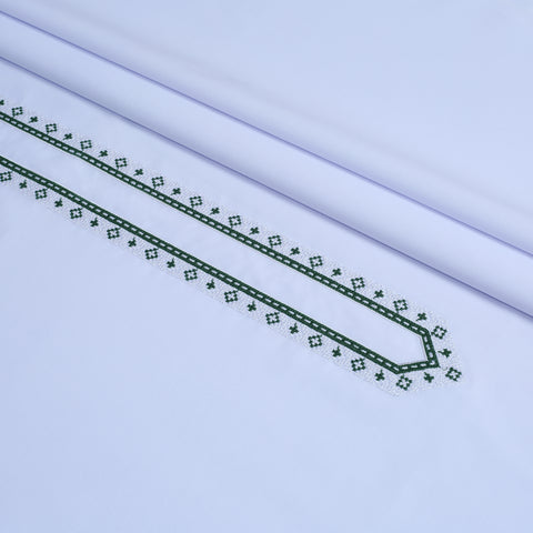 Men Embroidered Unstitch Kameez Shalwar - White