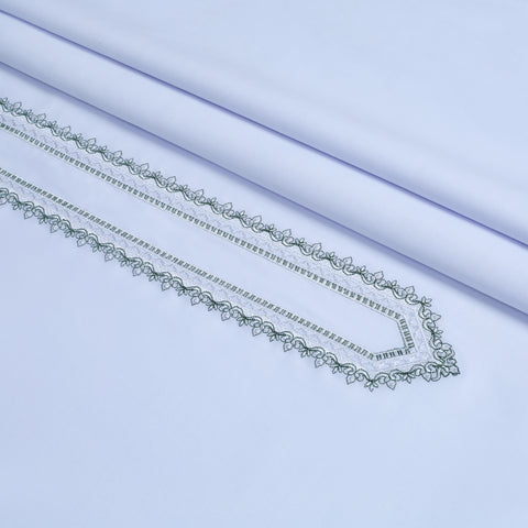 Men Embroidered Unstitch Kameez Shalwar - White