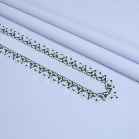 Men Embroidered Unstitch Kameez Shalwar - White