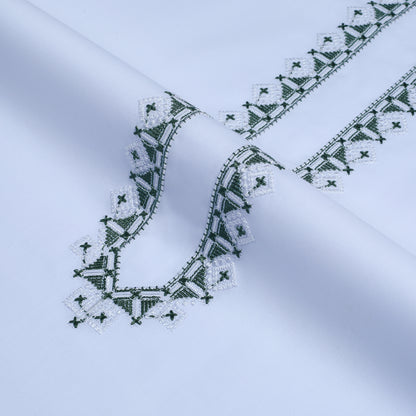 Men Embroidered Unstitch Kameez Shalwar - White
