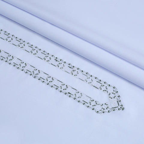 Men Embroidered Unstitch Kameez Shalwar - White