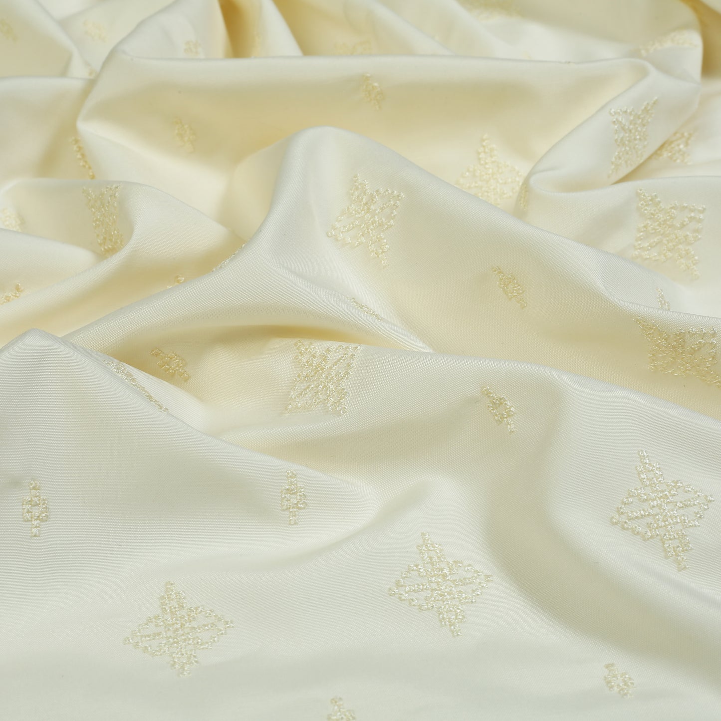Men Unstitch Front Allover Embroidered Kameez Shalwar - Cream