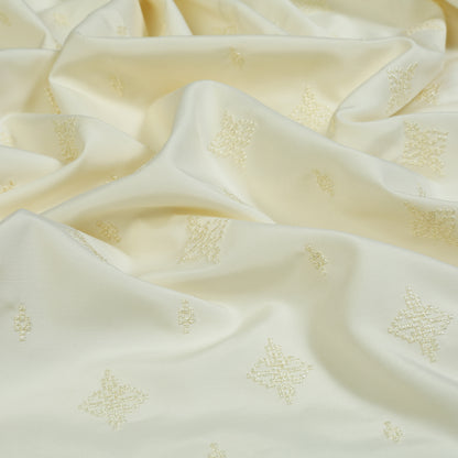 Men Unstitch Front Allover Embroidered Kameez Shalwar - Cream