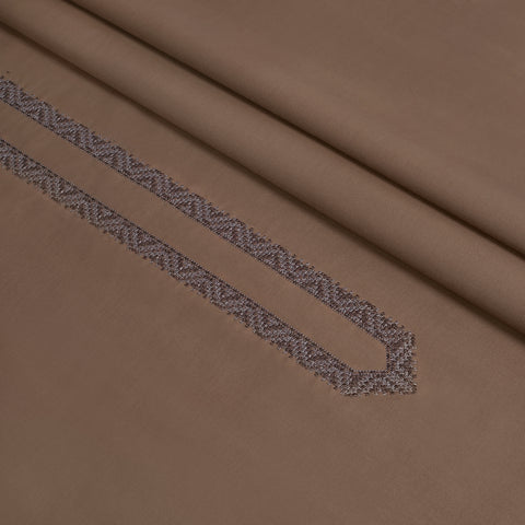 Men Embroidered Unstitch Kameez Shalwar - Caramel