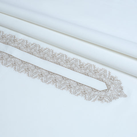 Men Embroidered Unstitch Kameez Shalwar-Off-White