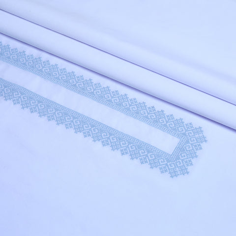 Men Embroidered Unstitch Kameez Shalwar-White