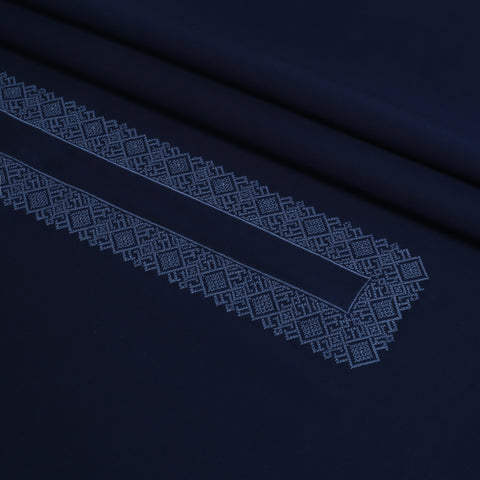 Men Embroidered Unstitch Kameez Shalwar-Navy